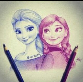 319x317 Elsa And Anna Drawing Shared - Frozen Elsa And Anna Drawing
