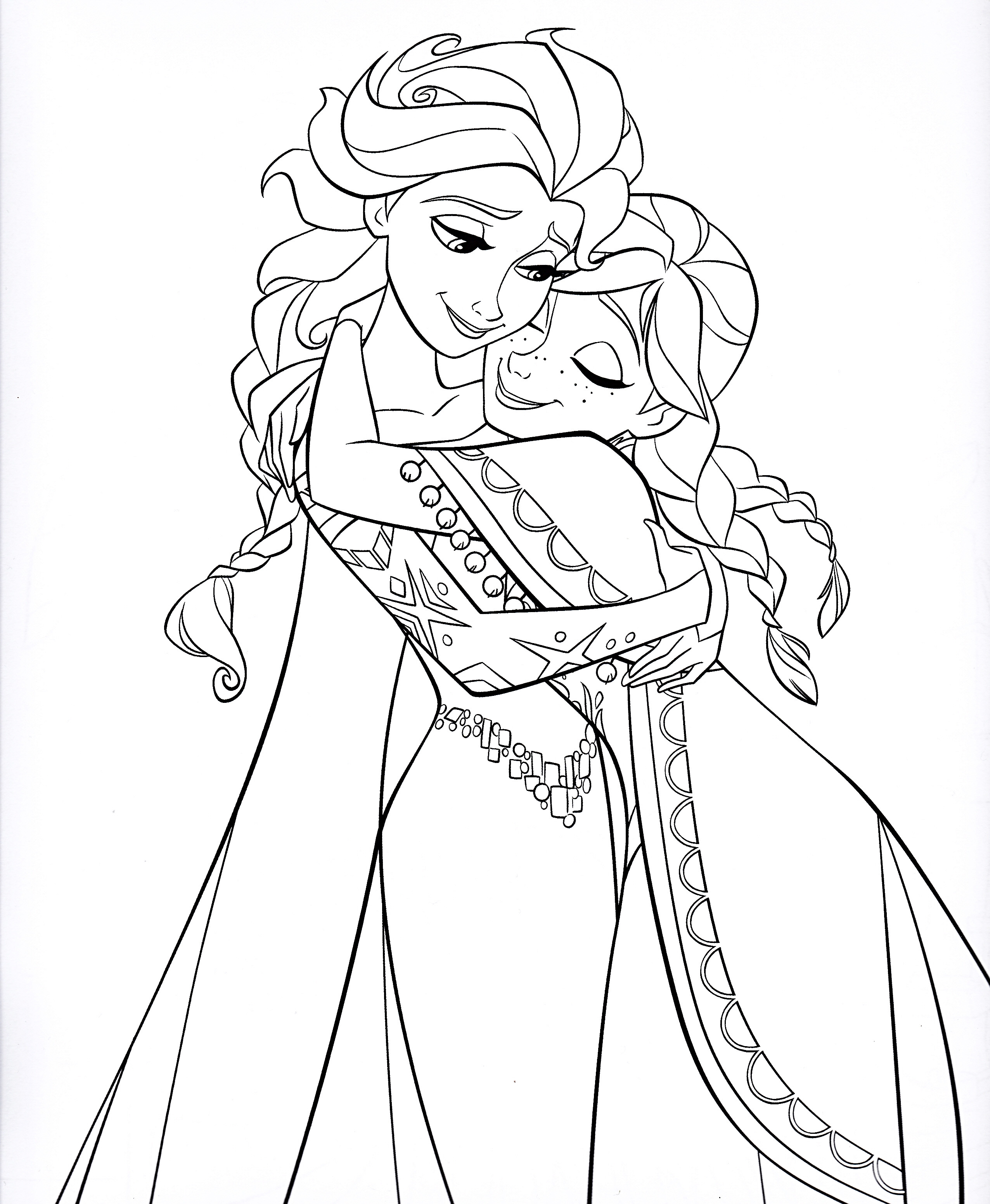 Elsa And Anna Drawing Outline