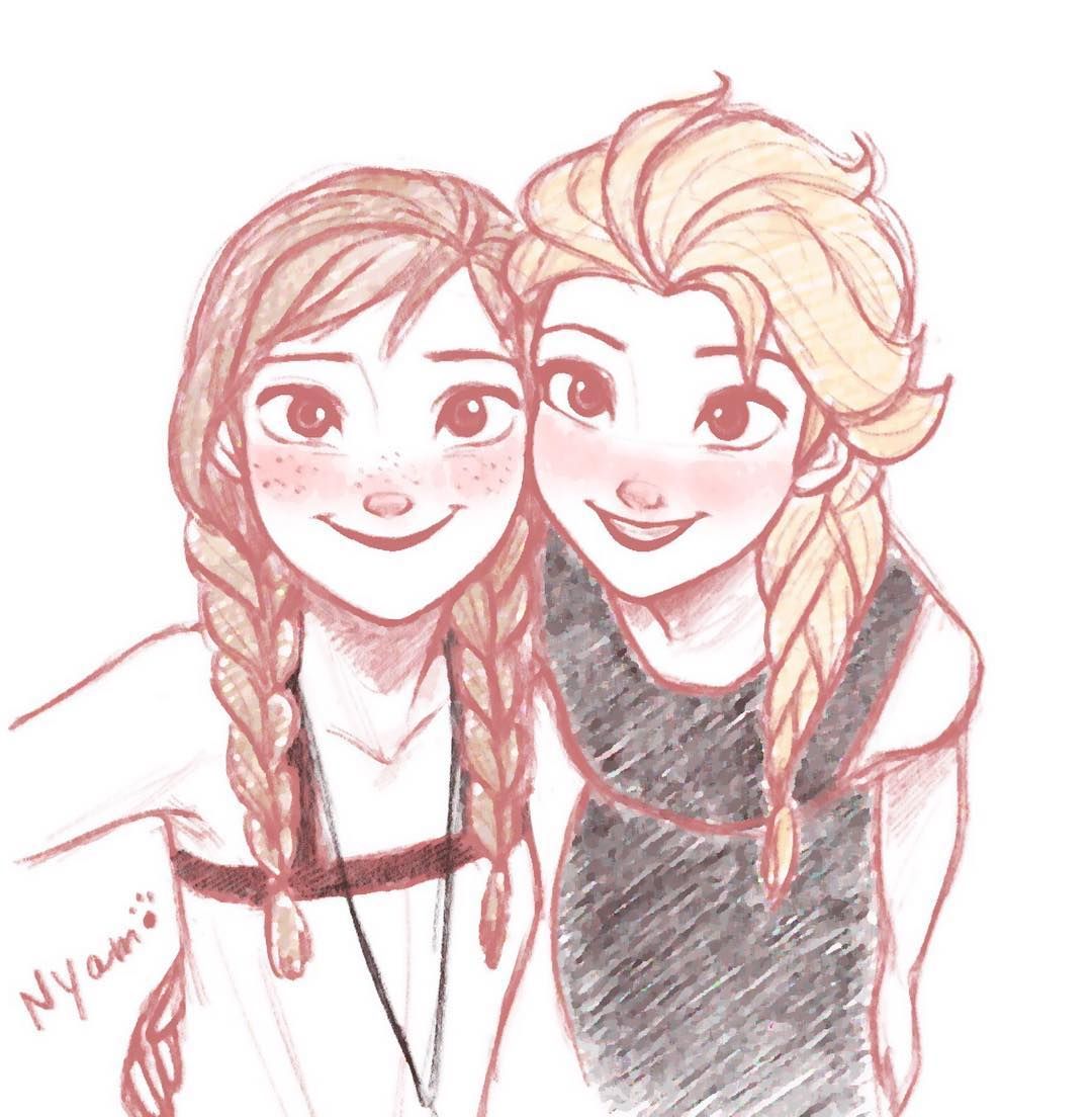 1080x1104 Frozen - Frozen Elsa And Anna Drawing
