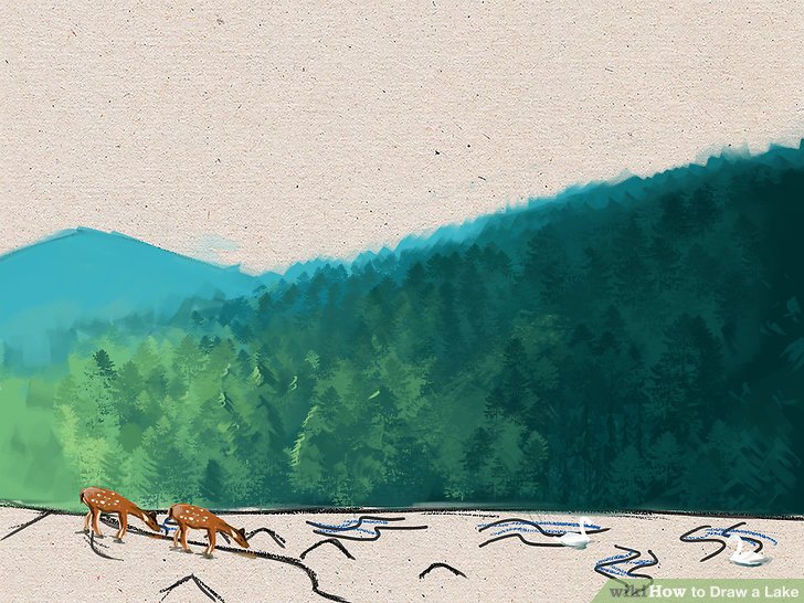 728x546 How To Draw A Lake Steps - Frozen Lake Drawing