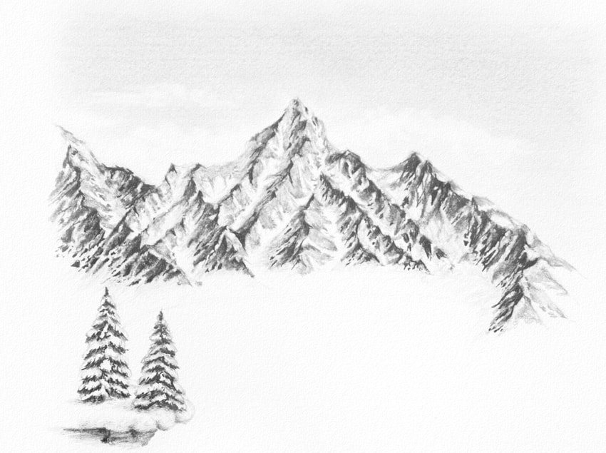 850x635 How To Draw A Winter Landscape From Scratch - Frozen Lake Drawing