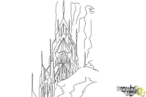 600x400 How To Draw Elsa's Ice Palace, Ice Castle - Frozen Outline Drawing