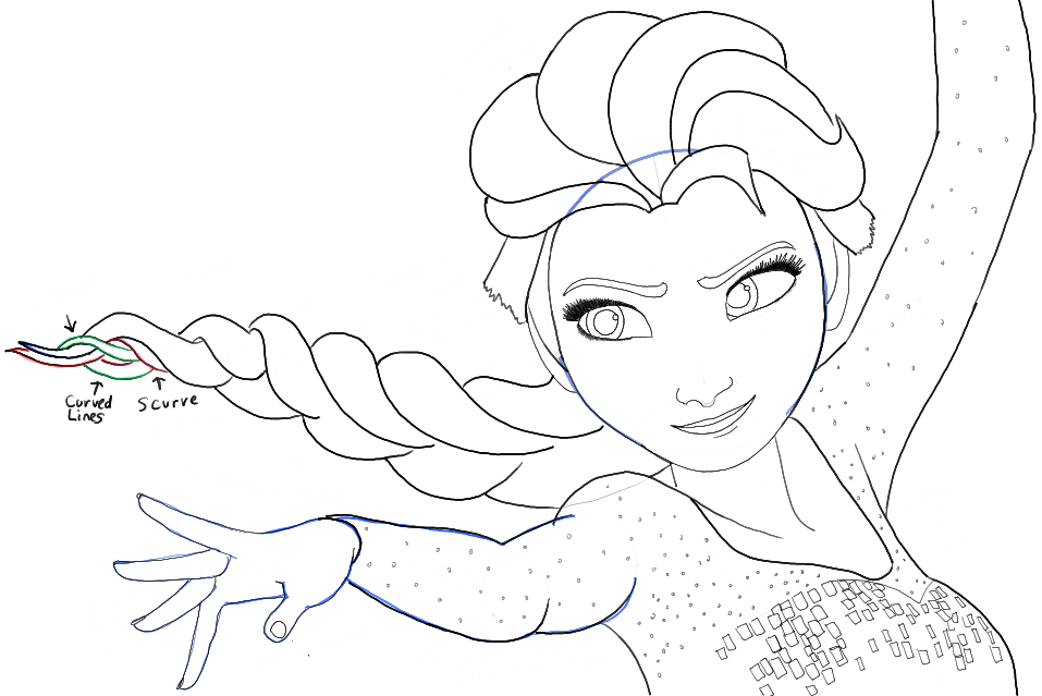 957x639 How To Draw Elsa From Frozen With Easy Step - Frozen Outline Drawing