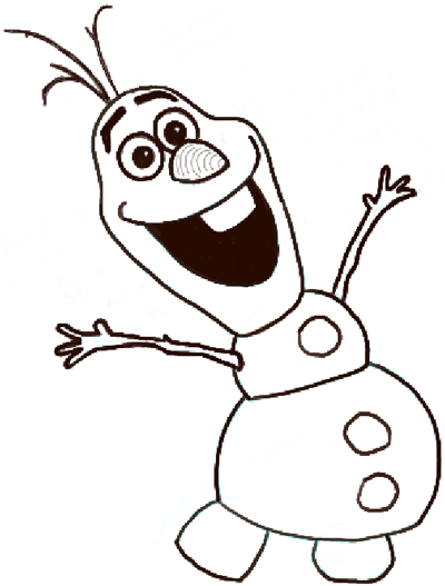 400x527 How To Draw Olaf The Snowman From Frozen With Easy Steps Tutorial - Frozen Outline Drawing