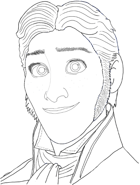 490x647 How To Draw Prince Hans From Frozen With Easy Step - Frozen Outline Drawing