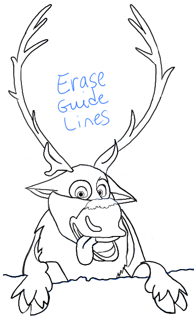 381x624 how to draw sven the reindeer from frozen step - Frozen Outline Drawing