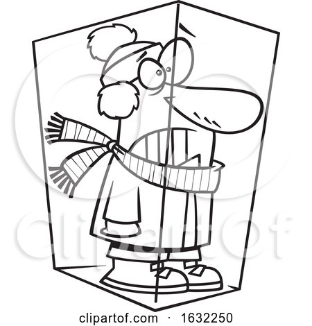 450x470 Cartoon Outline Man Deep Frozen In Ice - Frozen Outline Drawing