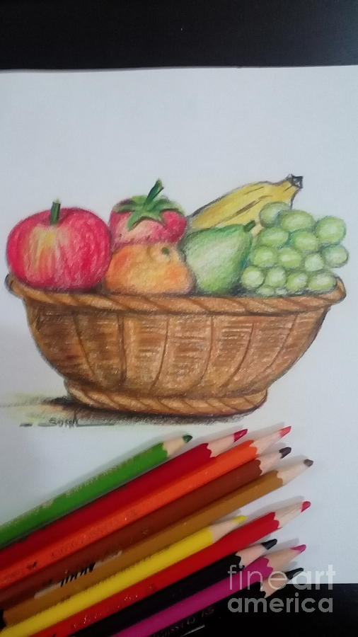 506x900 Fruit Basket Drawing - Fruit Basket Drawing