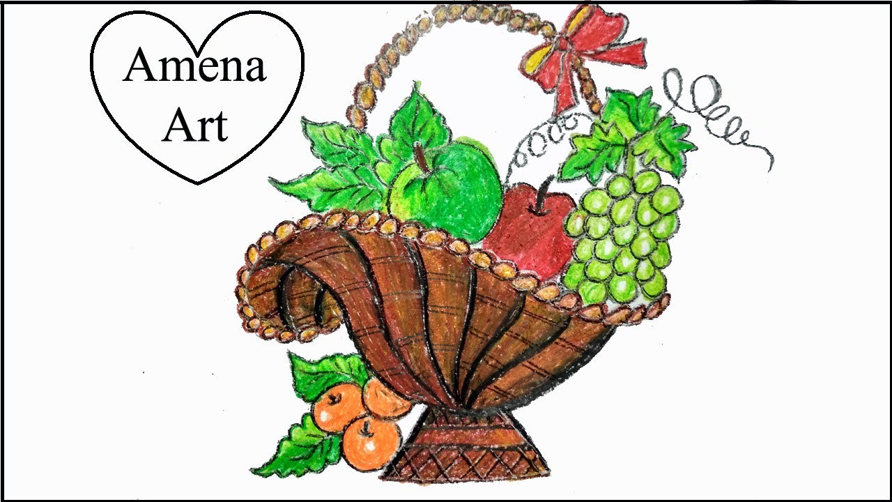 1280x720 How To Draw Fruit Basket Step - Fruit Basket Drawing