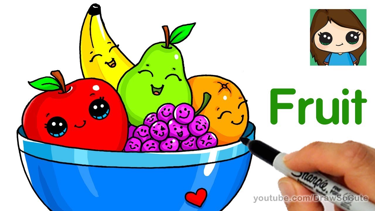 1280x720 How To Draw A Bowl Of Fruit Easy - Fruit Basket Drawing