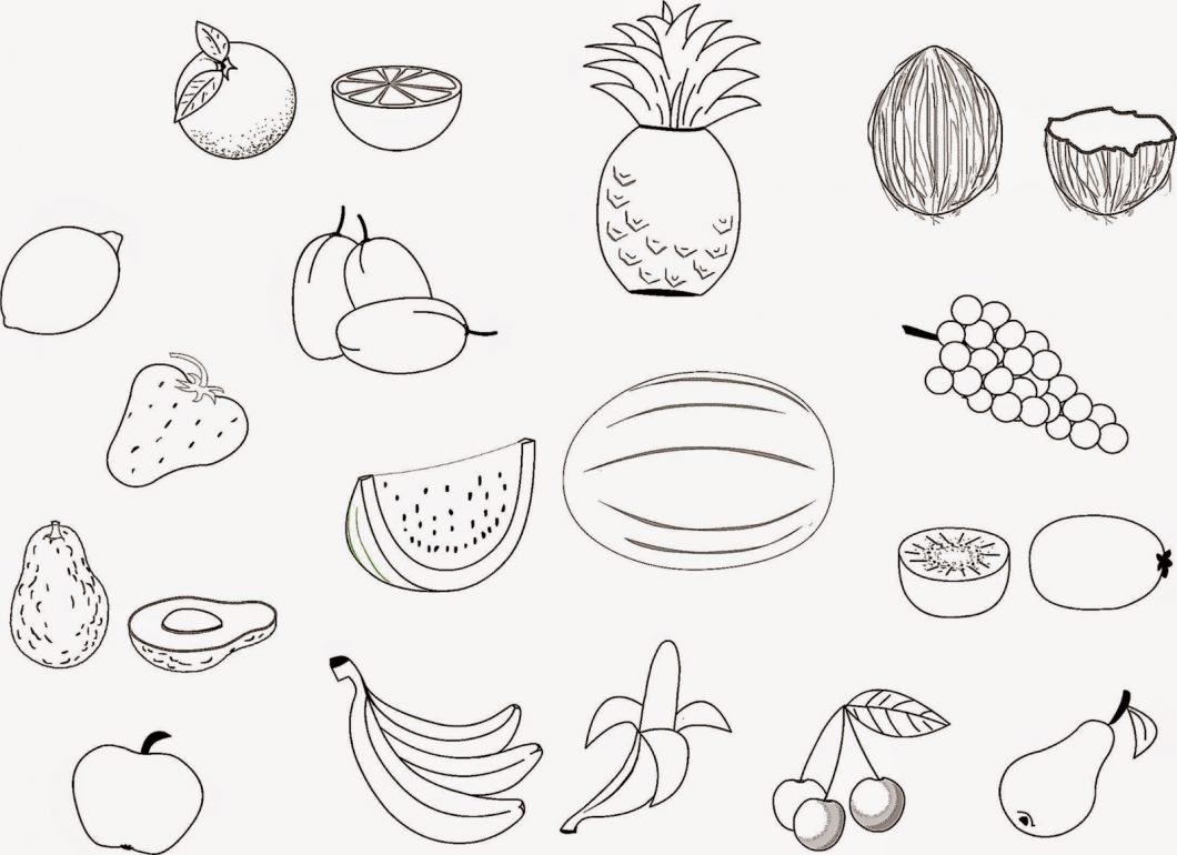 1060x770 fruit basket colouring with same day baskets also pictures - Fruit Basket Drawing Easy