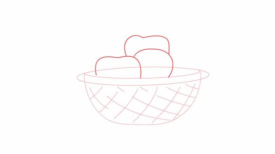 550x309 How To Draw A Basket Of Fruit Steps - Fruit Basket Drawing Easy