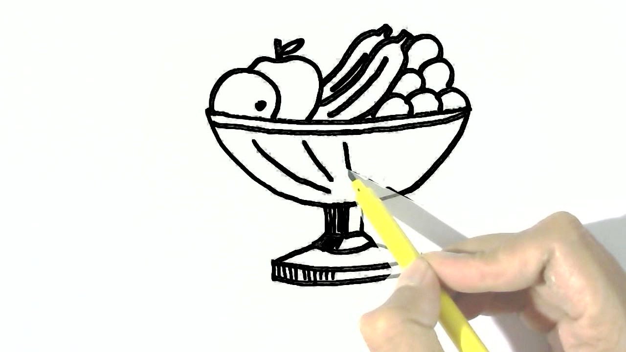 1280x720 How To Draw Fruit Bowl In Easy Steps For Children, Kids, Beginners - Fruit Basket Drawing Easy