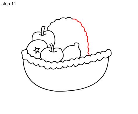 474x391 Learn How To Draw A Fruit Basket For Kids, Step - Fruit Basket Drawing Step By Step
