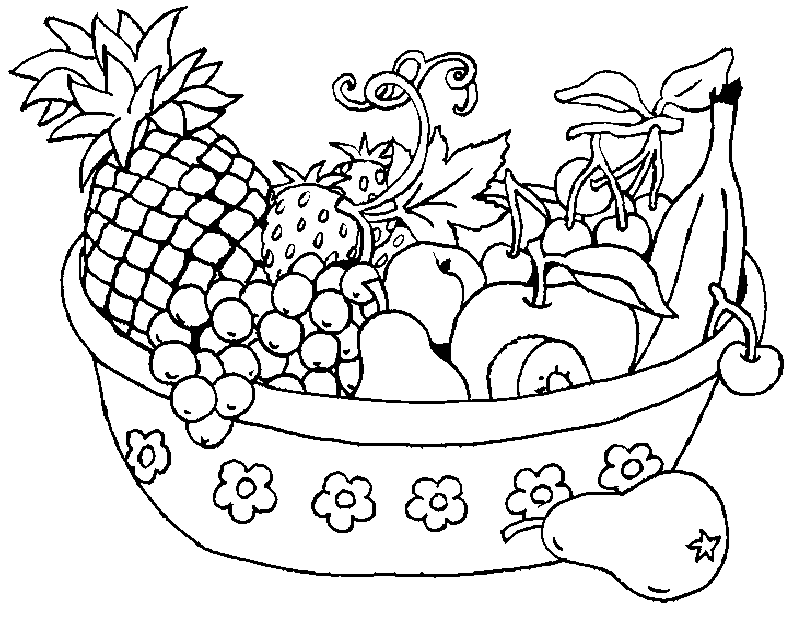 794x618 Colours Drawing Wallpaper Fruit Basket Pictures For Kids Colour - Fruit Basket Drawing Step By Step