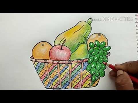 480x360 Haw To Draw A Fruit Basket Step - Fruit Basket Pictures For Drawing