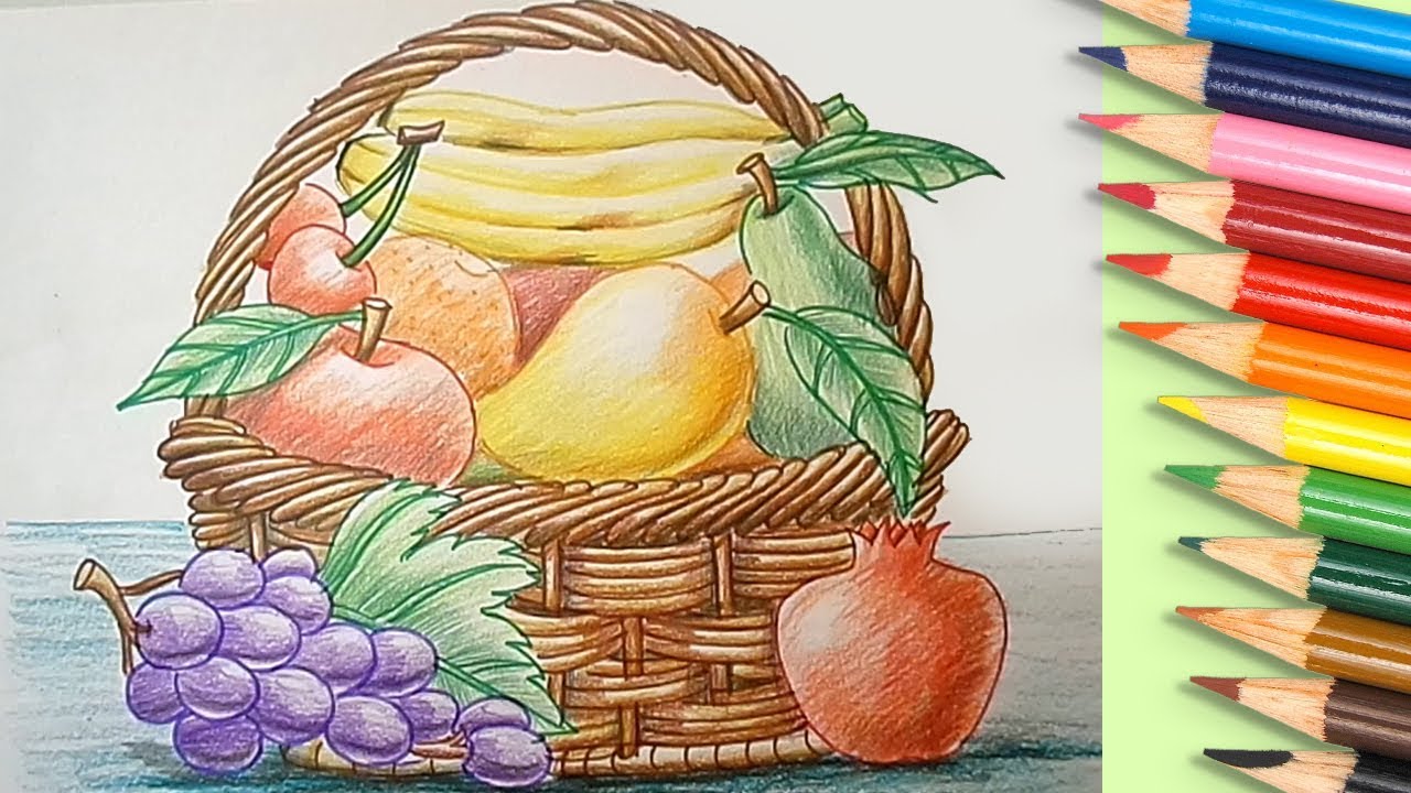 1280x720 How To Draw A Fruit Basket Step - Fruit Basket Pictures For Drawing