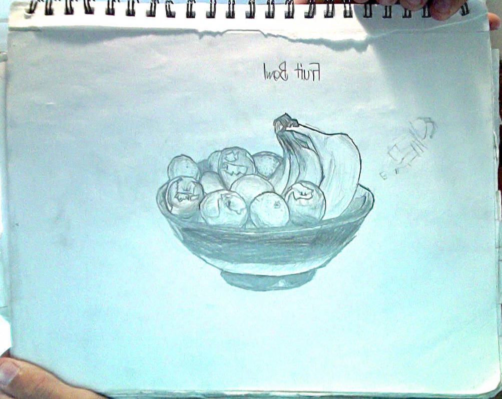 1003x797 Fruit Bowl Still Life Drawing - Fruit Bowl Drawing