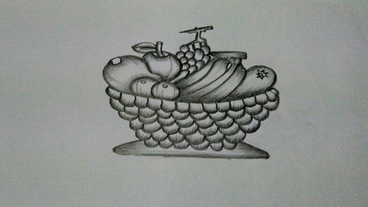 1280x720 How To Draw A Fruit Basket Step - Fruit Bowl Drawing