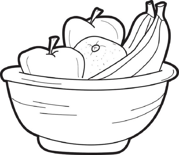 749x650 Coloring - Fruit Bowl Drawing