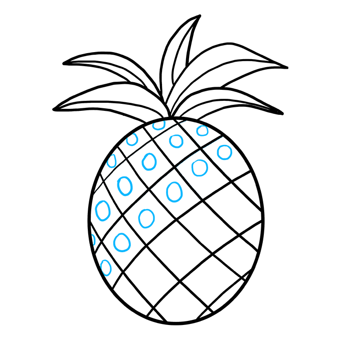 680x678 How To Draw A Pineapple - Fruit Line Drawing