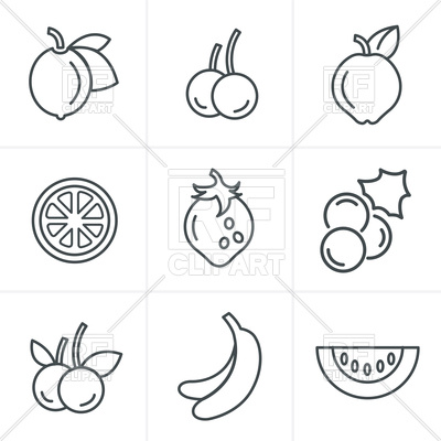 400x400 Line Icons Ftyle Fruit Vector Image Of Food And Beverages - Fruit Line Drawing
