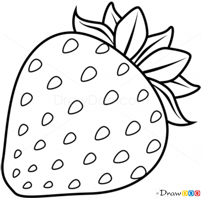 665x651 Fruit Drawing Strawberry For Free Download - Fruit Line Drawing