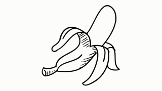 320x180 Banana Fruit Food Line Drawing Illustration Animation Transparent - Fruit Line Drawing