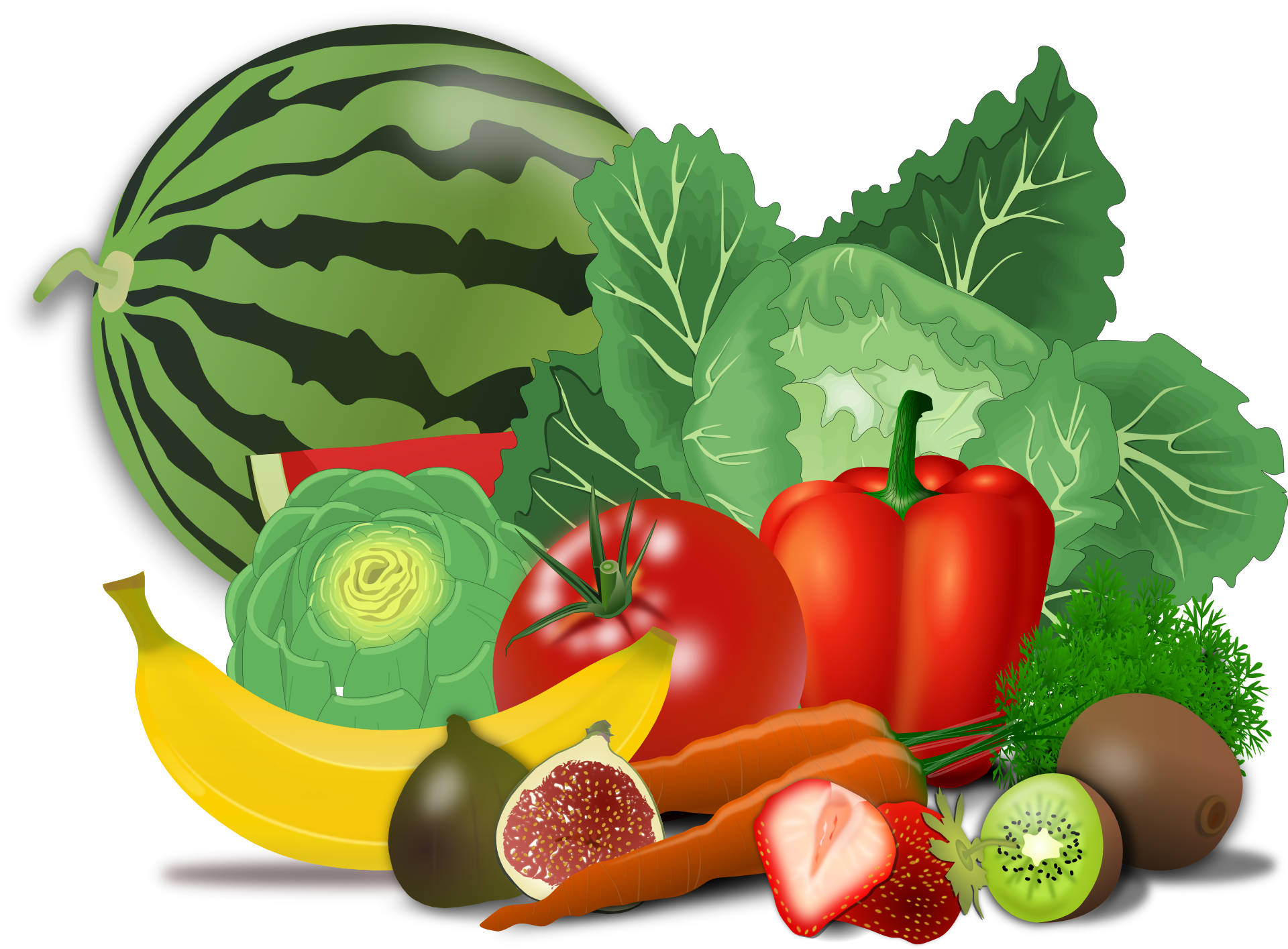 1920x1415 Drawing Of Healthy Food Of Fruit And Vegetables Free Image - Fruits And Vegetables Drawing