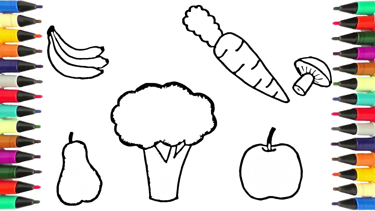 Fruits And Vegetables Drawing Black And White at PaintingValley.com | Explore collection of ...