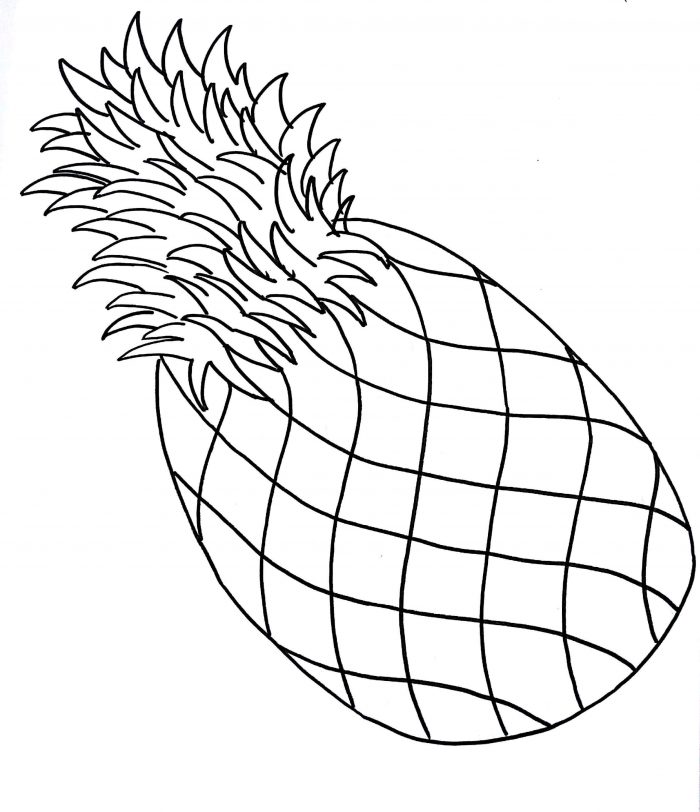700x812 How To Draw A Pineapple Step - Fruits Drawing