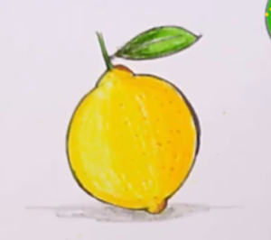 300x266 How To Draw A Lemon Easy Step - Fruits Drawing
