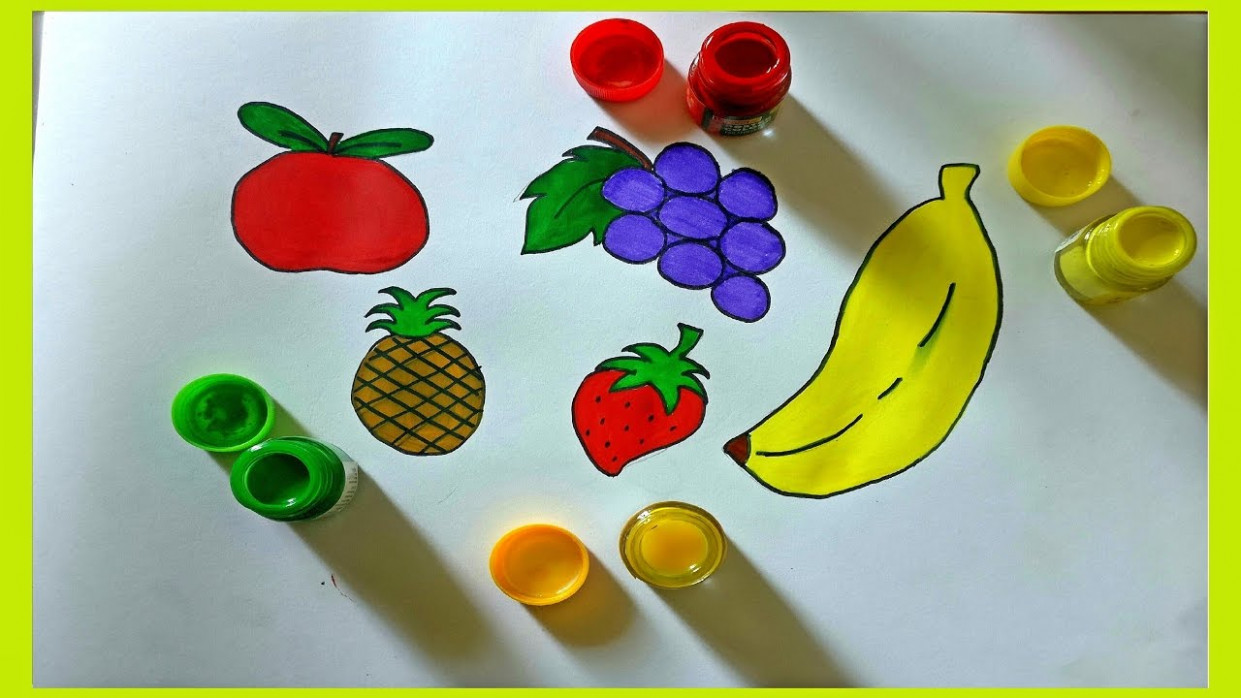 1241x698 Drawing For Children To Colour Fruits Cotton - Fruits Drawing For Colouring