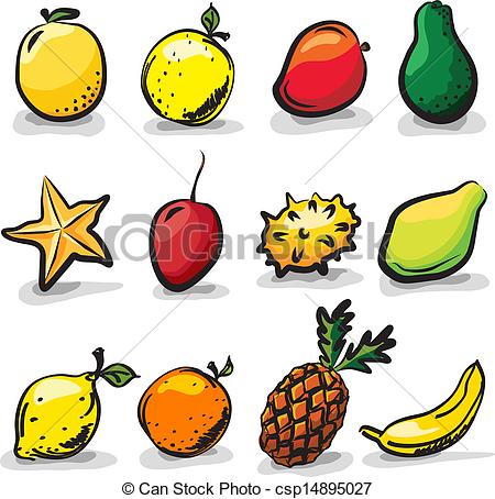 450x454 exotic fruits sketch drawing vector set - Fruits Drawing Images