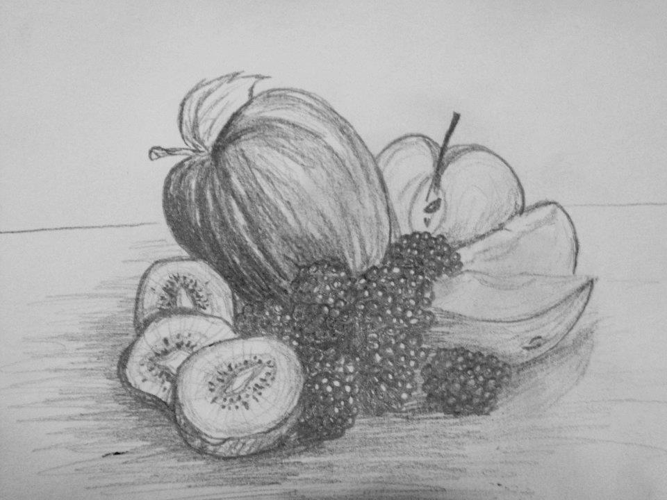 960x720 Fruit Drawing Pencil For Free Download - Fruits Pencil Drawing