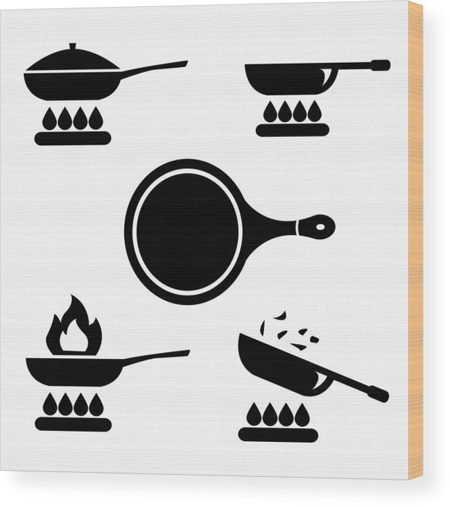 656x740 Frying Pan Or Skillet And Wok On Stove Cooking Vector Icon Set - Frying Pan Drawing