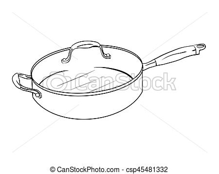 450x358 Illustration Of Isolated Cartoon Saute Pan - Frying Pan Drawing