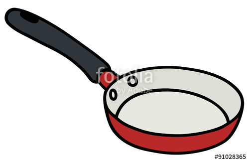 500x325 Red Frying Pan Hand Drawing, Vector Illustration Stock Image - Frying Pan Drawing
