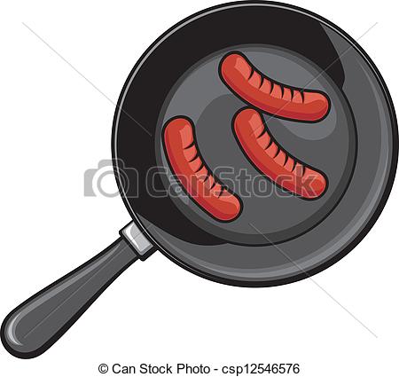 450x425 Sausages On Frying Pan - Frying Pan Drawing