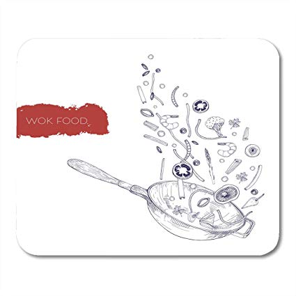 425x425 Boszina Mouse Pads Monochrome Realistic Drawing - Frying Pan Drawing