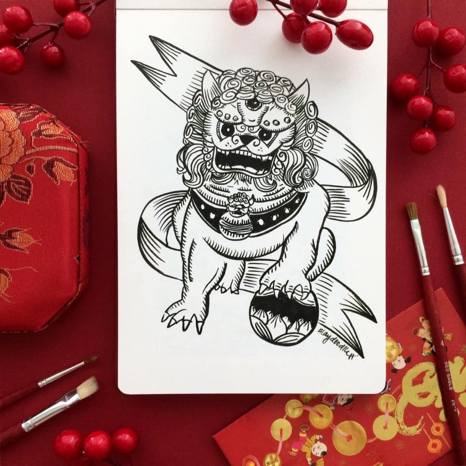 960x960 Fu Dog Drawing - Fu Dog Drawing