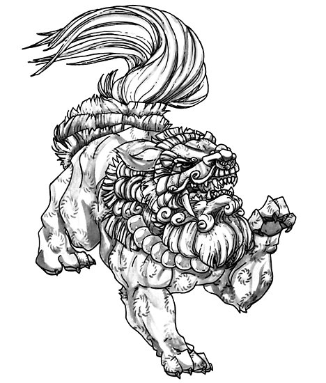 468x550 Concrete Fu Dog Posters - Fu Dog Drawing