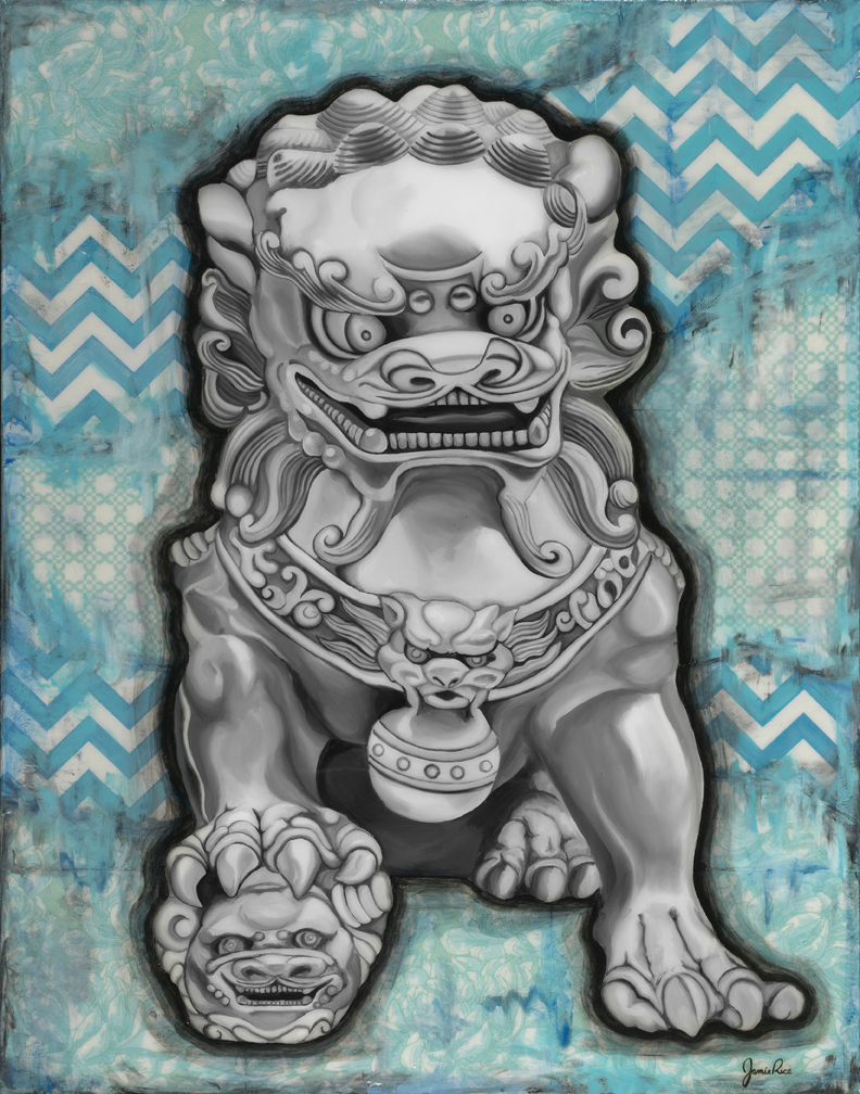 792x1008 aqua fu dog jamie rice - Fu Dog Drawing