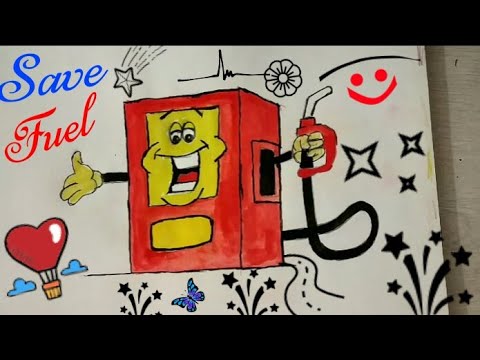 480x360 save fuel coloring drawing for beginners step - Fuel Drawing