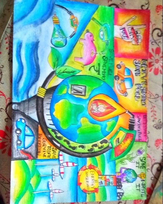 566x708 save energy save fuel combine poster - Fuel Drawing