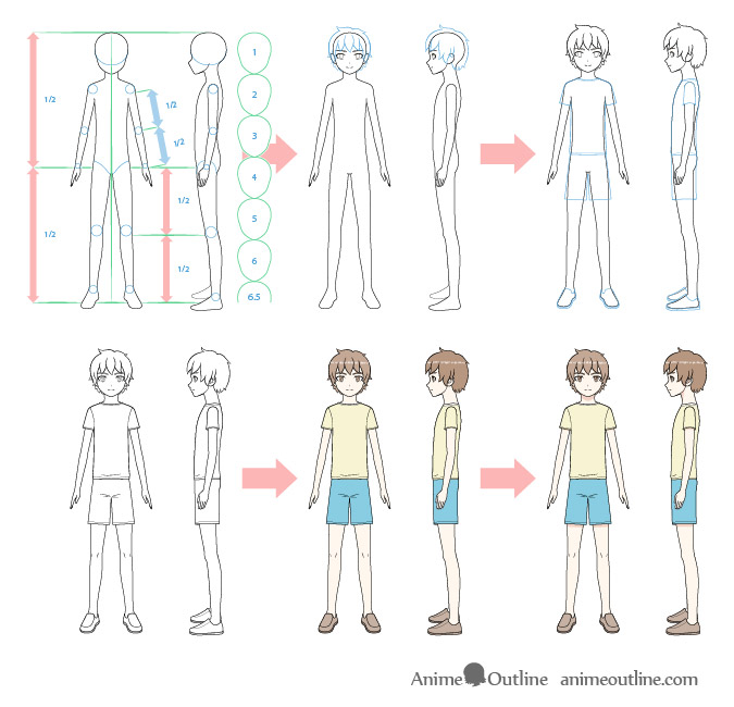 675x650 How To Draw An Anime Boy Full Body Step - Full Body Drawing