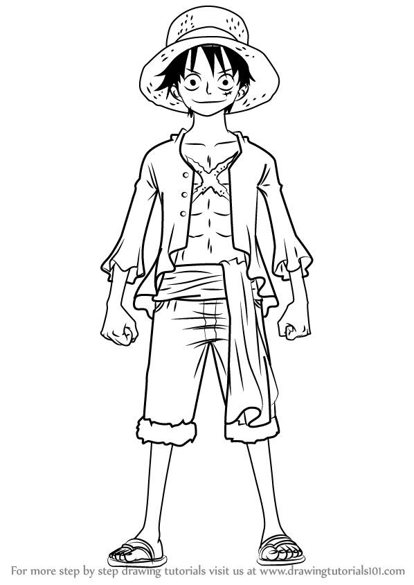 598x844 Learn How To Draw Monkey D Luffy Full Body From One Piece - Full Body Drawing