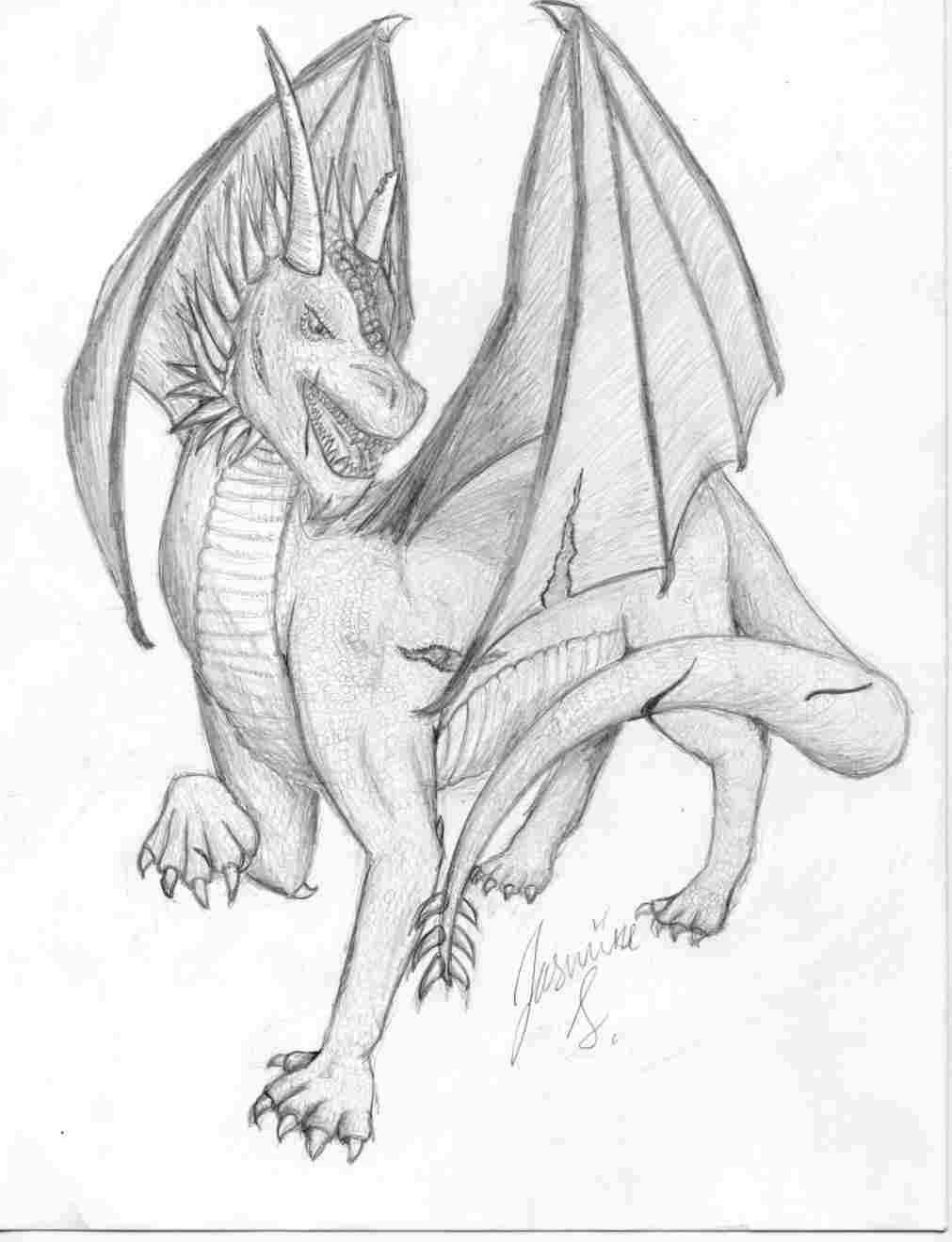 1011x1319 Full Body Mythical Creature Dragon Drawing Drawing Fine Art - Full Dragon Drawing