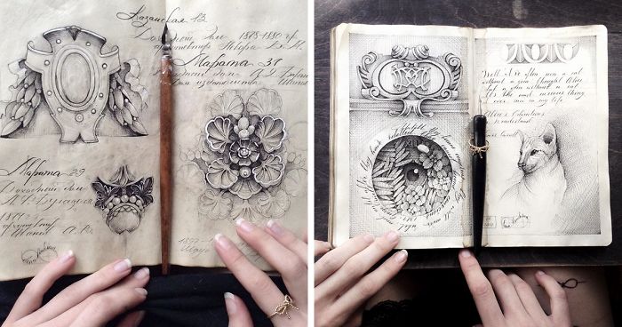700x368 russian artist reveals her mysterious sketchbook to the world - Full Drawing