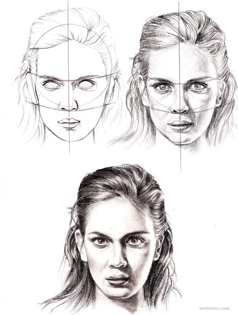 768x1015 How To Draw A Face - Full Face Drawing
